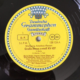 Wolfgang Amadeus Mozart - Maria Stader • Hertha Töpper • Ernst Haefliger • Ivan Sardi Divergent:  Ferenc Fricsay : Grosse Messe In C-moll ‧ Mass In C Minor, K. 427 (LP, RP)