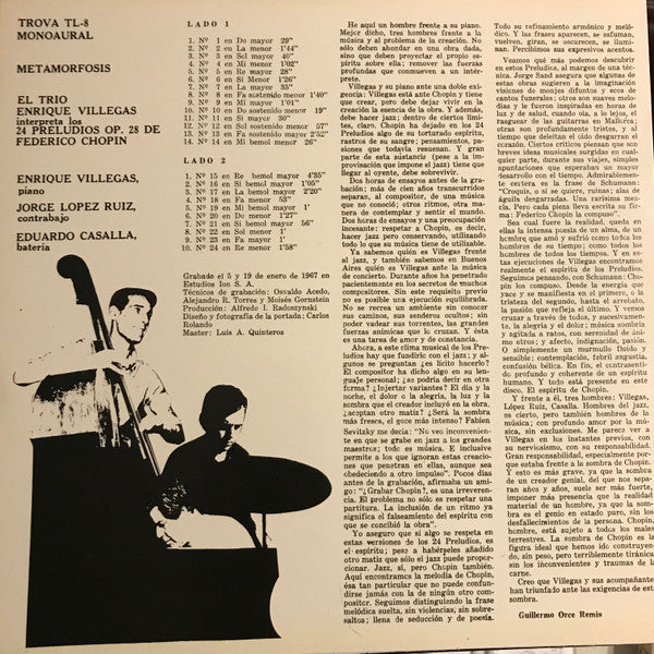 Trio Enrique Villegas* : Metamorfosis (LP, Album, Mono, RE)