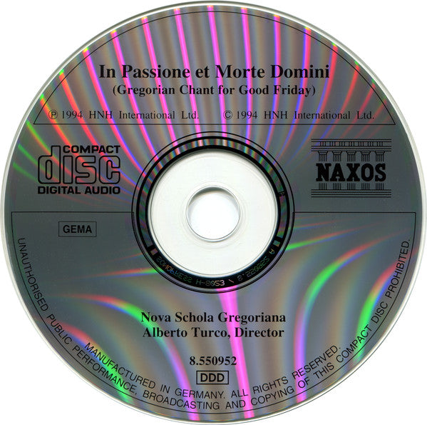 Nova Schola Gregoriana, Alberto Turco : In Passione Et Morte Domini (Gregorian Chant For Good Friday) (CD, Album)