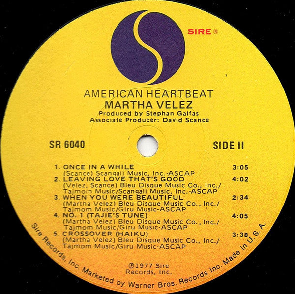 Martha Velez : American Heartbeat (LP, Album, Los)