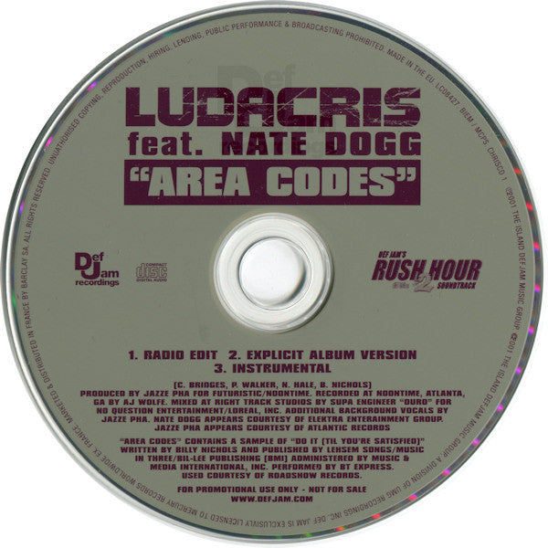Ludacris Feat. Nate Dogg : Area Codes (CD, Single, Promo, Dig)