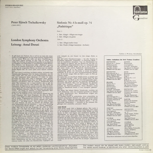 Pyotr Ilyich Tchaikovsky, London Symphony Orchestra, Antal Dorati : Sinfonie Nr. 6  "Pathétique" (LP)