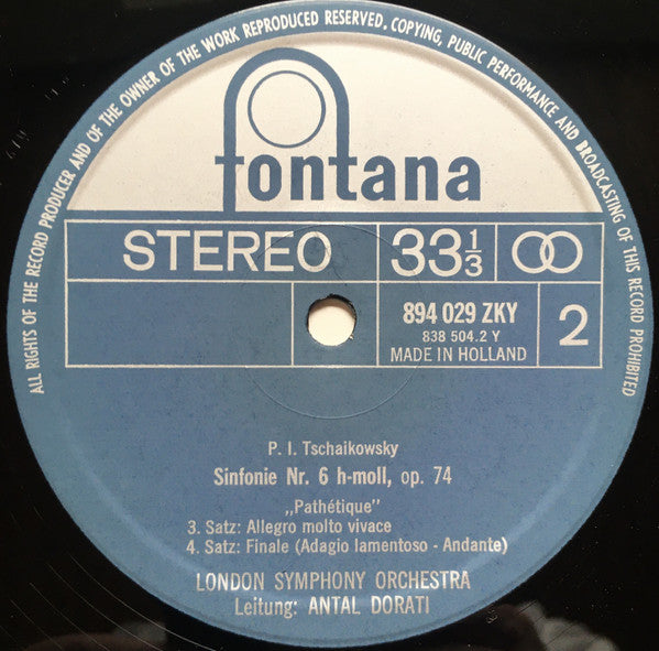 Pyotr Ilyich Tchaikovsky, London Symphony Orchestra, Antal Dorati : Sinfonie Nr. 6  "Pathétique" (LP)