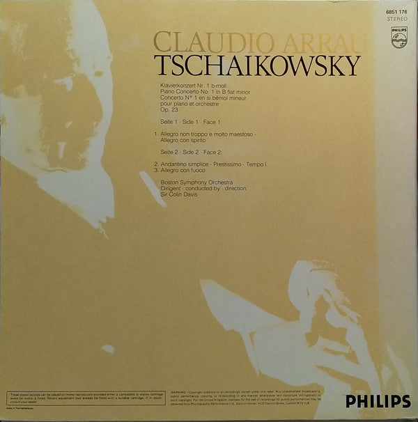 Pyotr Ilyich Tchaikovsky, Claudio Arrau : Concerto Pour Piano N°1 (LP)