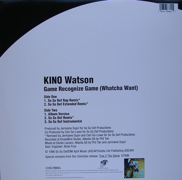 Kino Watson : Game Recognize Game (Whatcha Want) (12")