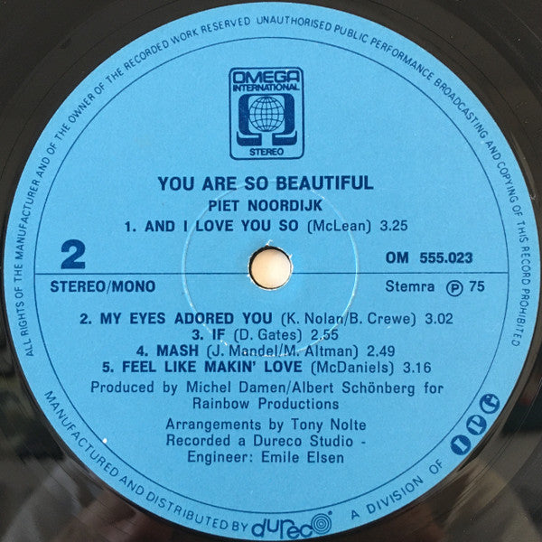 Piet Noordijk : You Are So Beautiful (LP, Album)
