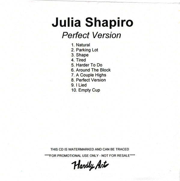 Julia Shapiro : Perfect Version (CDr, Album, Promo)