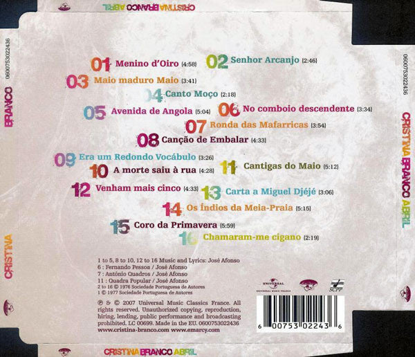 Cristina Branco : Abril (CD, Album)