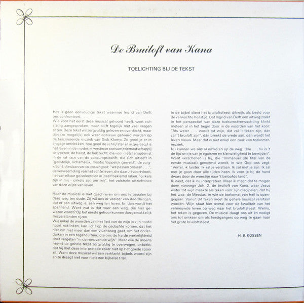 Ingrid van Delft, Dick Klomp : De Bruiloft Van Kana (2xLP, Album)