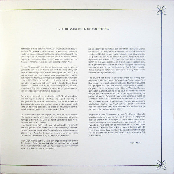 Ingrid van Delft, Dick Klomp : De Bruiloft Van Kana (2xLP, Album)