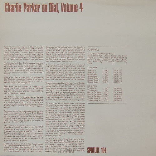 Charlie Parker : Charlie Parker On Dial Volume 4 (LP, Comp, Mono)