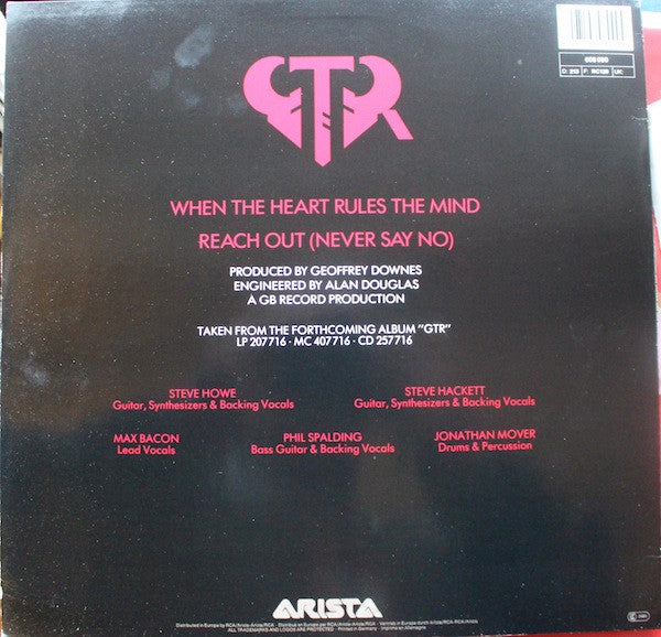 GTR (2) : When The Heart Rules The Mind / Reach Out (12", Maxi)