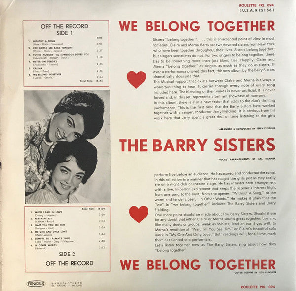 The Barry Sisters : We Belong Together (LP, Album)