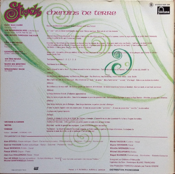 Alan Stivell : Chemins De Terre (LP, Album, Gat)