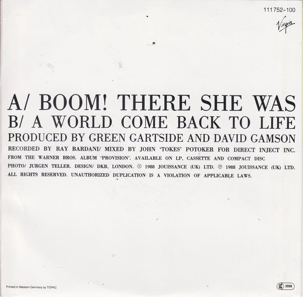 Scritti Politti Featuring Roger Troutman : Boom! There She Was (7", Single)