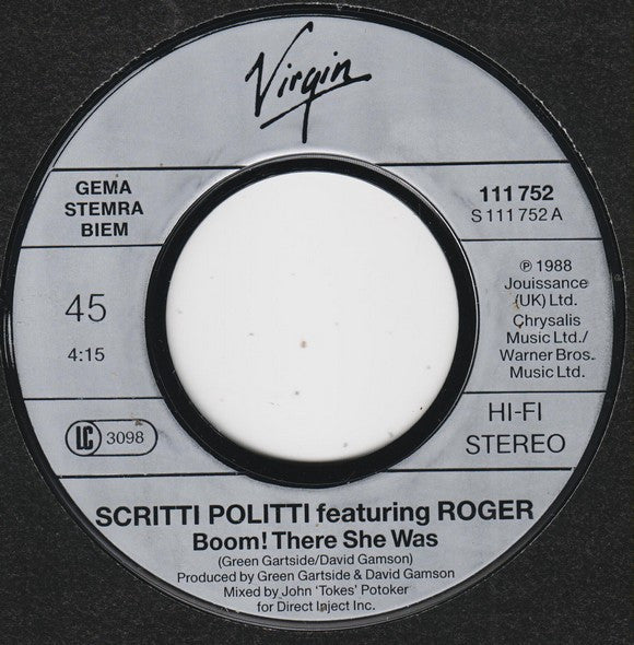 Scritti Politti Featuring Roger Troutman : Boom! There She Was (7", Single)