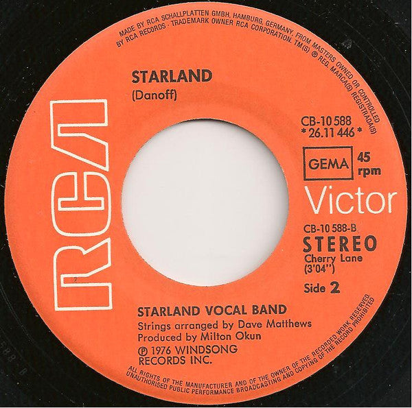 Starland Vocal Band : Afternoon Delight (7", Single)