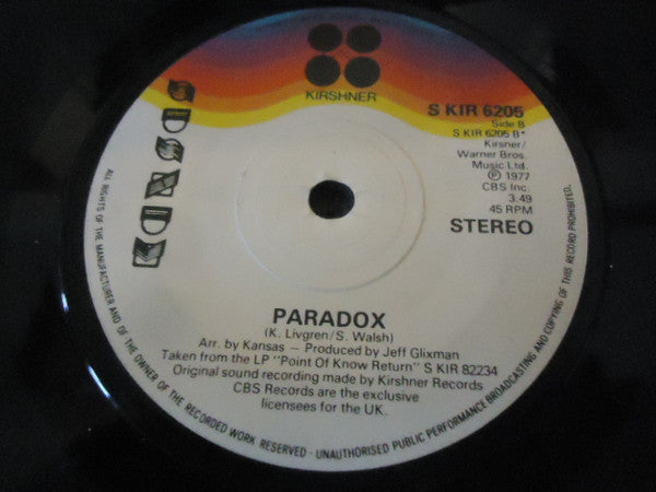 Kansas (2) : Dust In The Wind (7", Single, Sol)