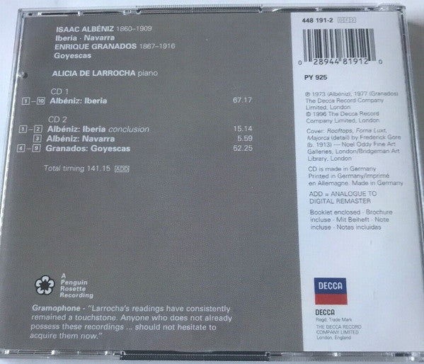 Isaac Albéniz, Enrique Granados – Alicia De Larrocha : Iberia / Goyescas (2xCD, Comp, RM)