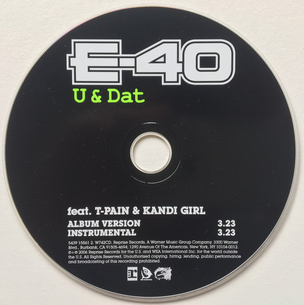 E-40 Featuring T-Pain & Kandi : U And Dat (CD, Single)