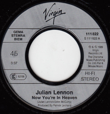 Julian Lennon : Now You're In Heaven (7", Single)