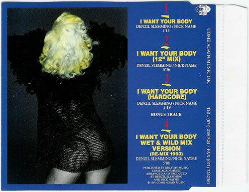 Nymphomania Featuring Monique Sluyter : I Want Your Body (CD, Maxi)