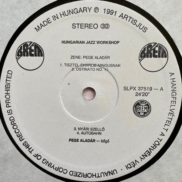 Aladár Pege : Hungarian Jazz Workshop (LP, Album)