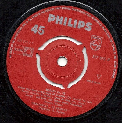 Draaiorgel De Arabier : Medley No. 36 (7", Single, Mono)