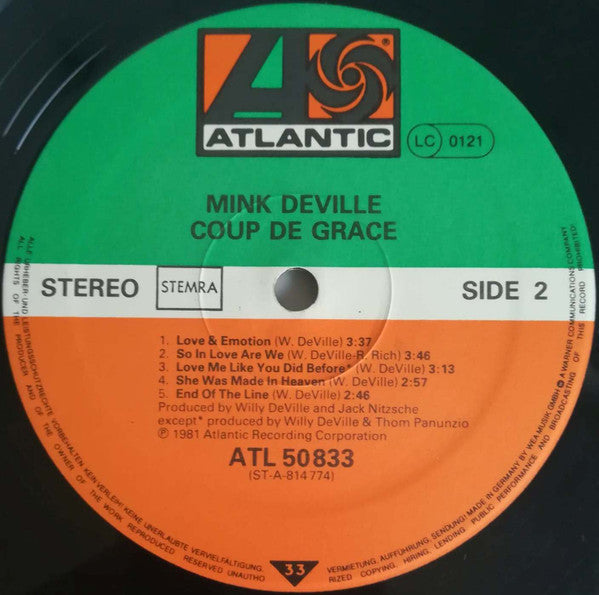Mink DeVille : Coup De Grâce (LP, Album)