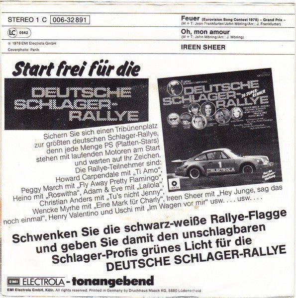 Ireen Sheer : Feuer (7", Single, Tel)