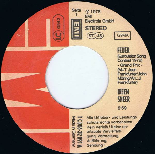 Ireen Sheer : Feuer (7", Single, Tel)