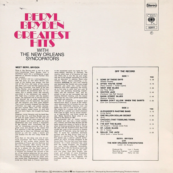 Beryl Bryden With The New Orleans Syncopators : Greatest Hits (LP, RE)