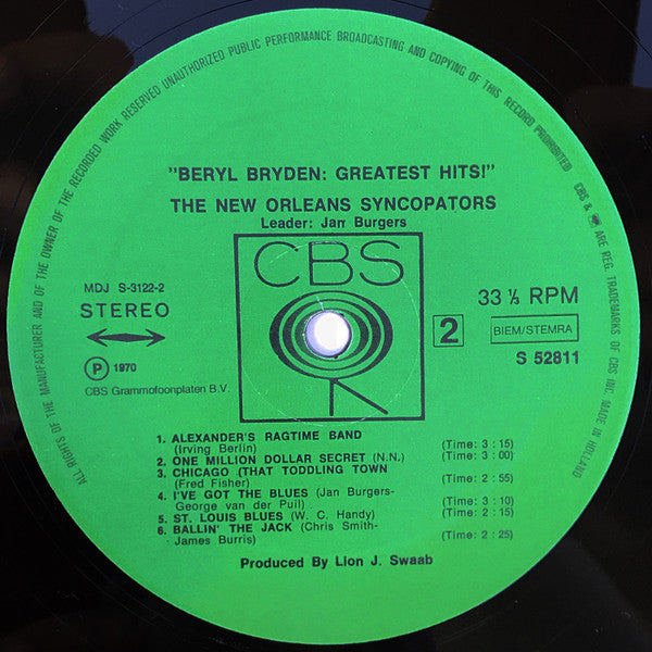Beryl Bryden With The New Orleans Syncopators : Greatest Hits (LP, RE)