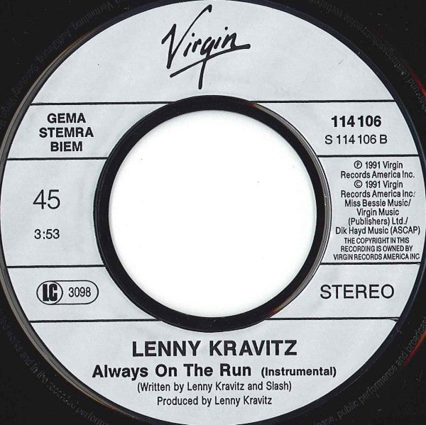 Lenny Kravitz : Always On The Run (7", Single)
