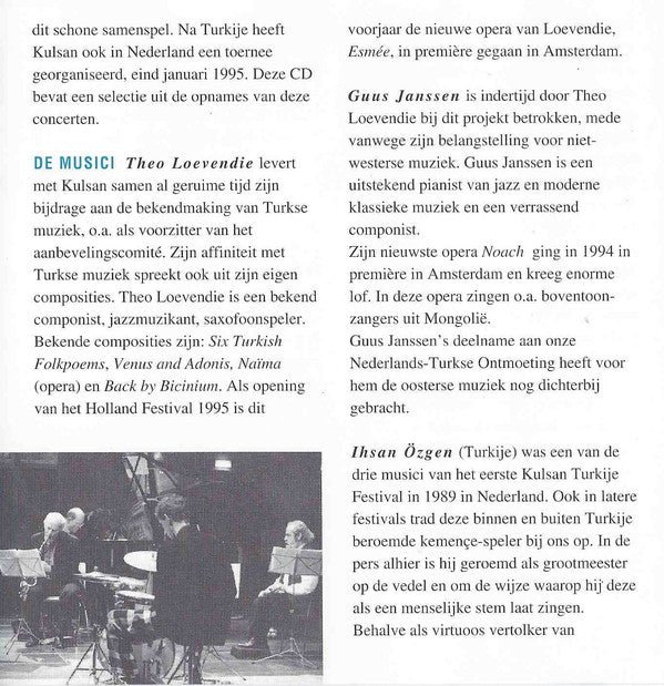 Theo Loevendie, İhsan Özgen, Guus Janssen, Martin Van Duynhoven : Nederlands-Turkse Ontmoeting In Turkse Muziek (CD, Album)