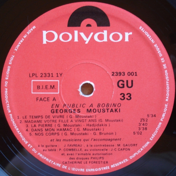 Georges Moustaki : Bobino 70 (LP, Album, Tri)