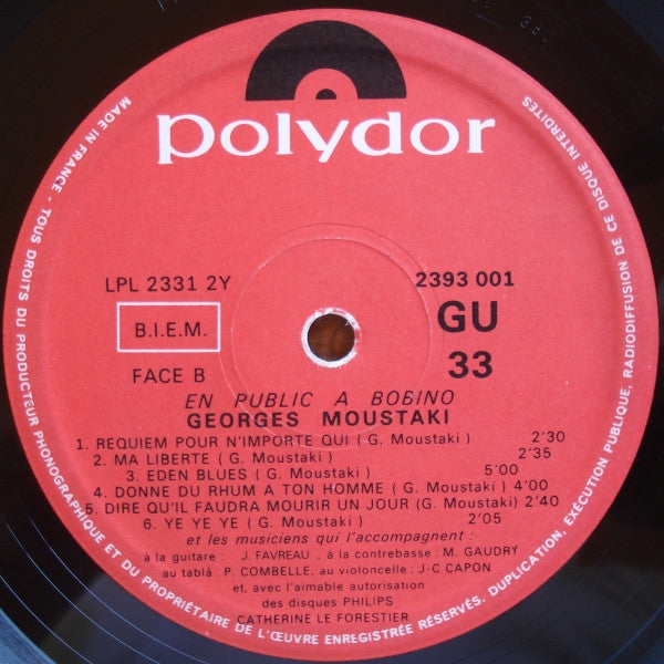 Georges Moustaki : Bobino 70 (LP, Album, Tri)