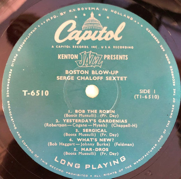 The Serge Chaloff Sextet : Boston Blow-Up! (LP, Album, Mono)