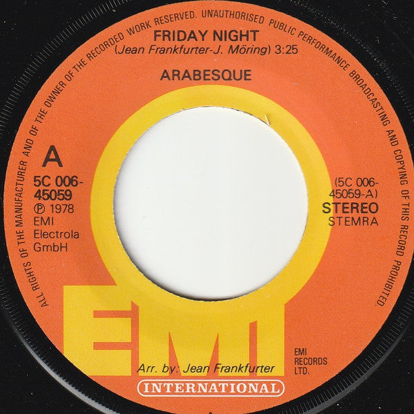 Arabesque : Friday Night (7", Single)