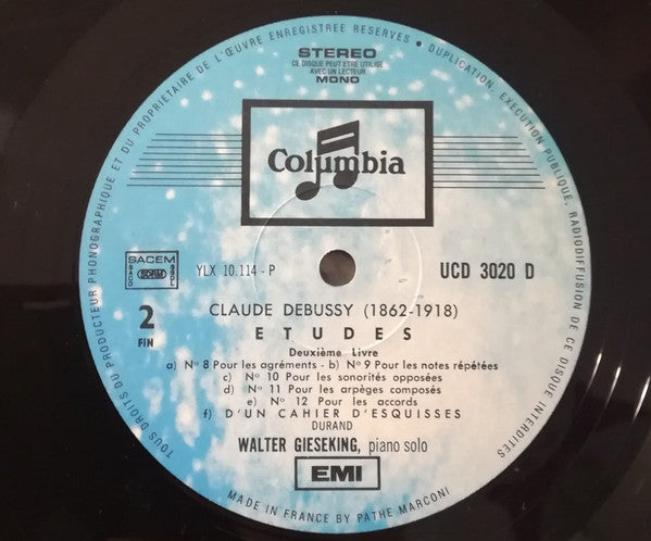 Claude Debussy, Walter Gieseking : Études / D'un Cahier D'esquisses (LP, Album, Mono)