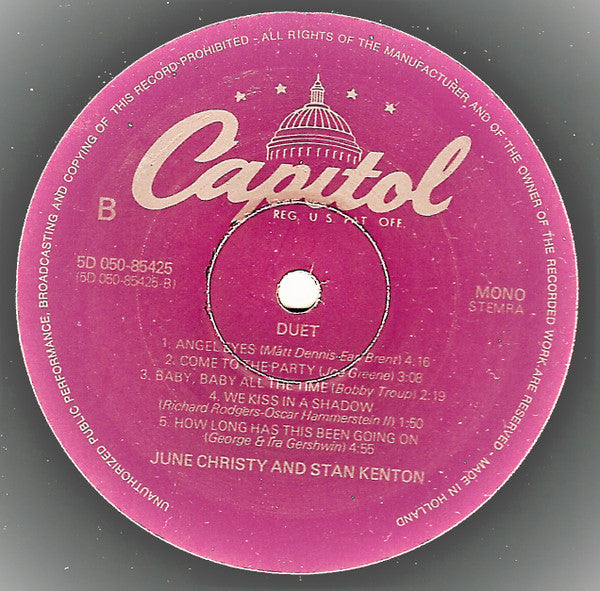 June Christy, Stan Kenton : Duet (LP, Mono, RE)