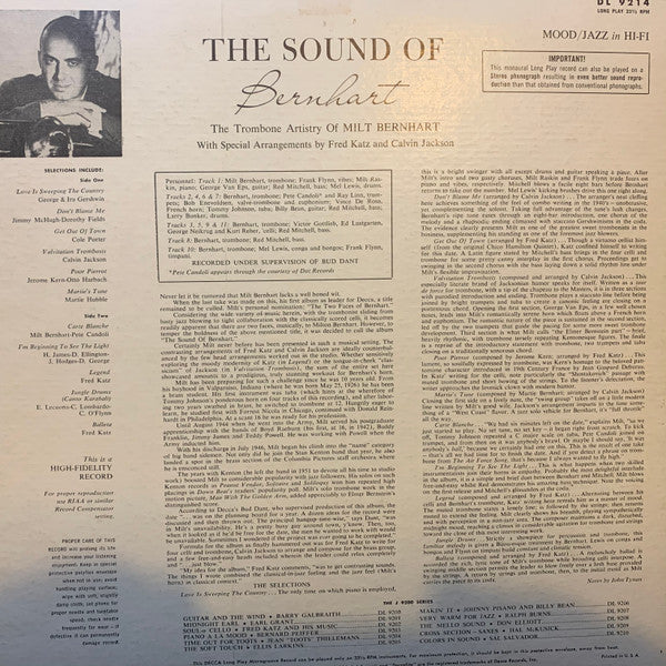 Various : The Sound Of Bernhart (LP, Album, Smplr)