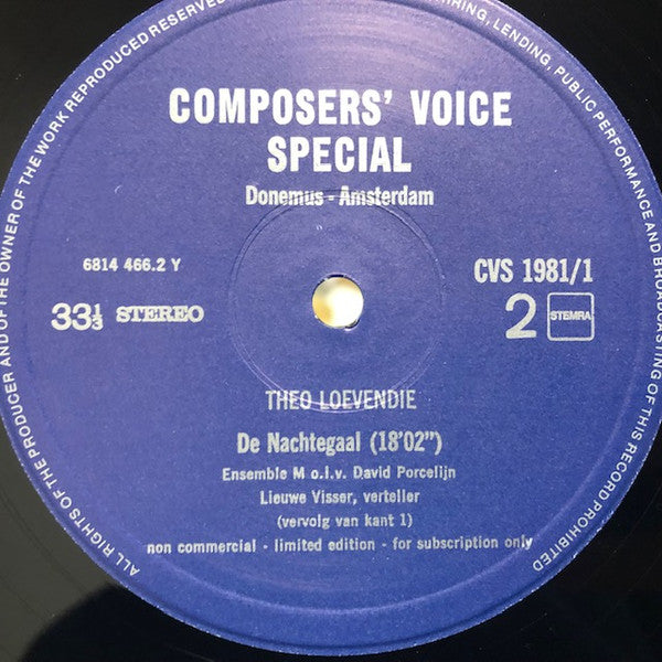 Theo Loevendie, Lieuwe Visser, Ensemble M o.l.v. David Porcelijn : De Nachtegaal (LP, Ltd)