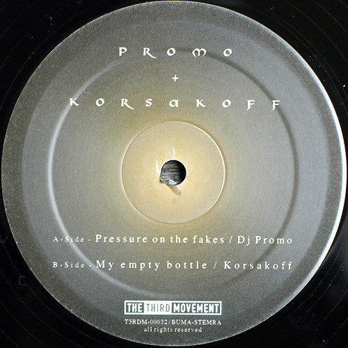 Promo + Korsakoff : Pressure On The Fakes / My Empty Bottle (12")