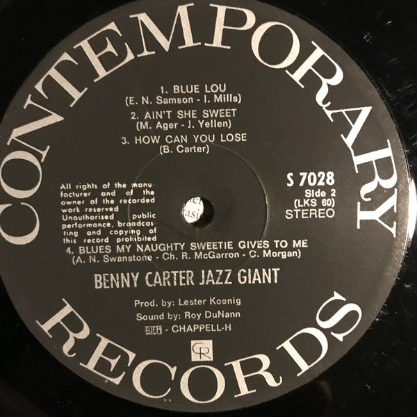 Benny Carter : Jazz Giant (LP, Album)