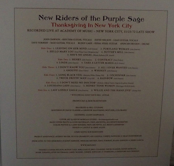New Riders Of The Purple Sage : Thanksgiving in New York City (3xLP, Album)