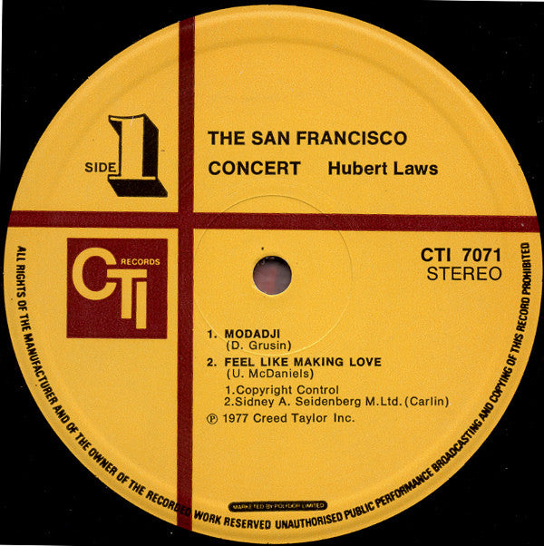 Hubert Laws : The San Francisco Concert (LP, Album)