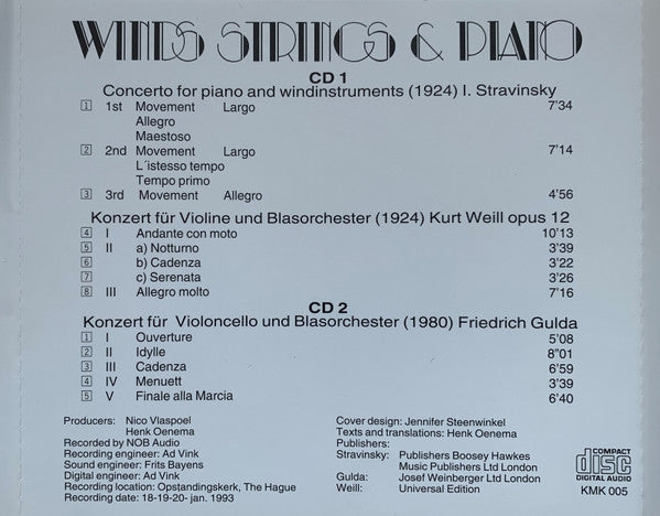 Emmy Verhey, Quirine Viersen, Niek van Oosterum, Koninklijke Militaire Kapel, Pierre Kuijpers : Winds, Strings & Piano (2xCD, Album)