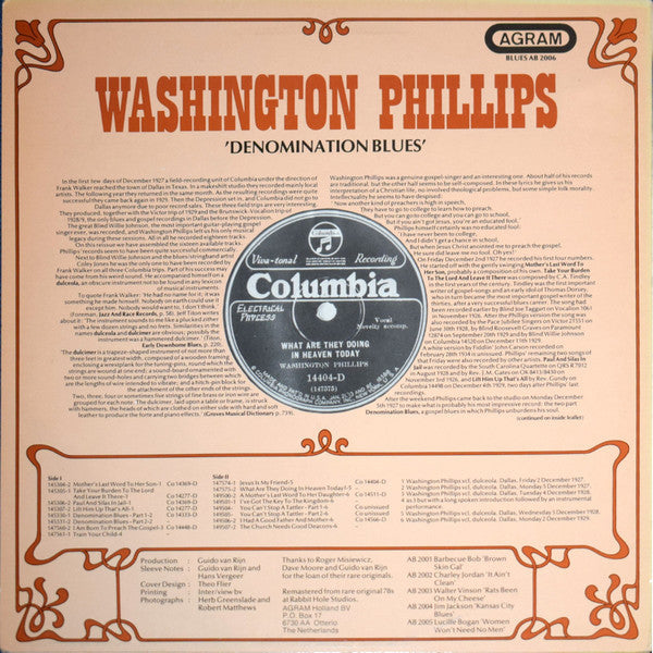 Washington Phillips : Denomination Blues (LP, Comp, RM, Whi)
