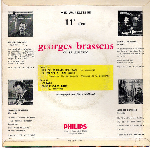 Georges Brassens : Les Funérailles D'antan (7", EP, Mono, RE)